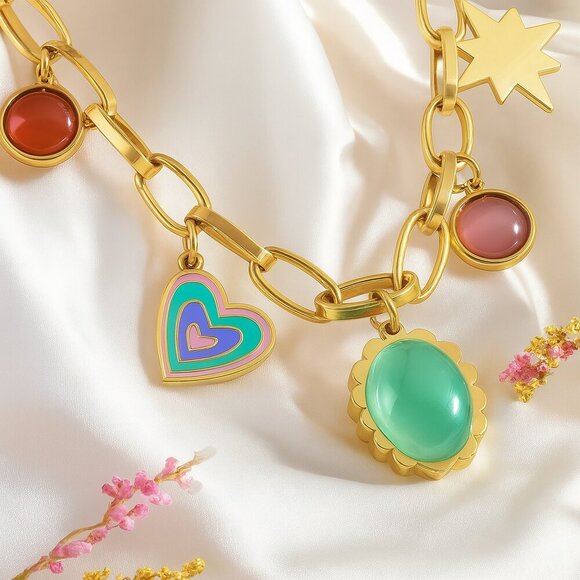 🆕️18K Gold Plated Stainless Steel Spring Charm Necklace - Boho Chic & Trendy ✨ - Picture 14 of 14